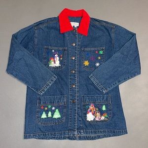 Vintage Casey Coleman Winter Holiday Denim Jacket